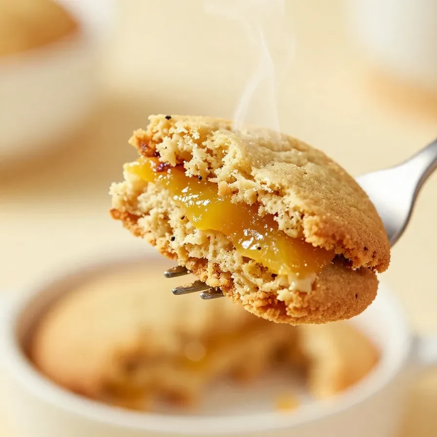 A freshly baked chocolate chip mug cookie in a white ceramic mug, topped with a scoop of vanilla ice cream and drizzled with chocolate sauce, on a wooden table.