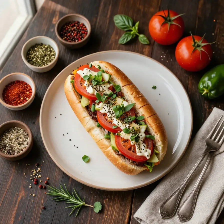 A platter of hot Italian sub sliders with melted cheese, salami, ham, and peppers on toasted buns, served on a wooden board.